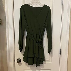 Elegant Green Wrap Dress